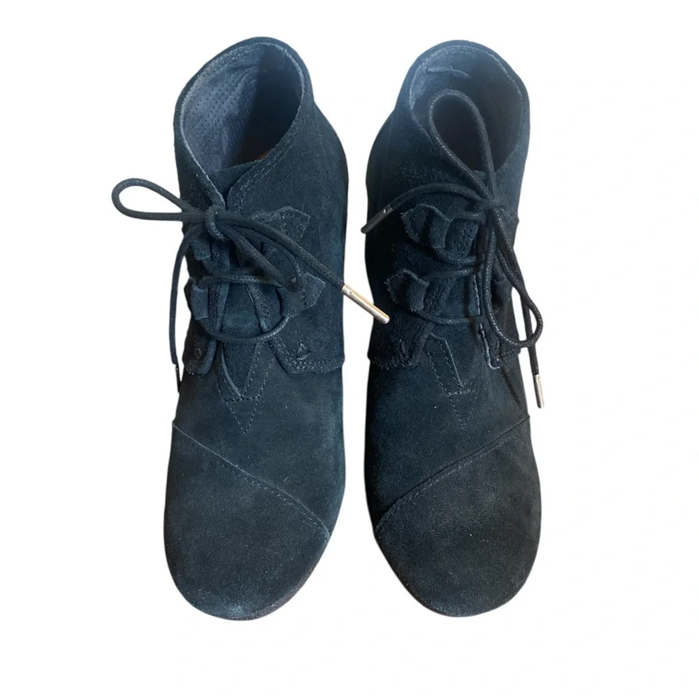 Toms Kaia Wedge Black Suede Booties - Picture 13 of 13